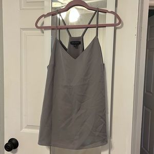 Gray silky tank with spaghetti straps